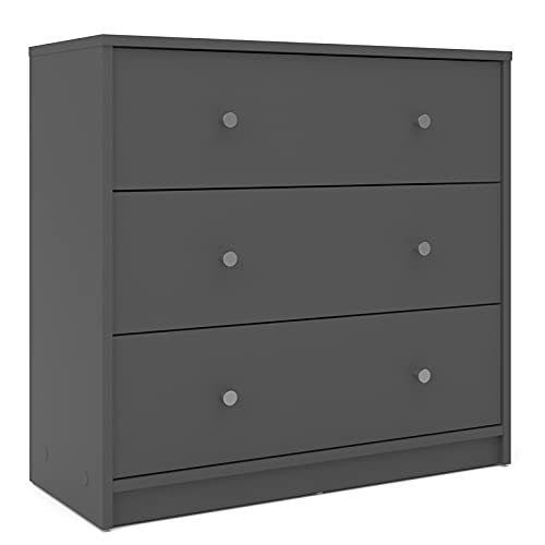 Home Square Wood 3 Piece Furniture Set with Chest Dresser & 1 Nightstand in Gray