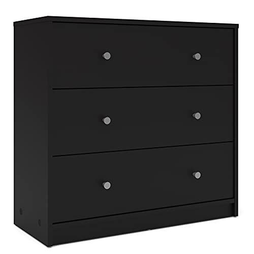 Home Square Engineered Wood 4pc Set of Chest Dresser and 2 Nightstands in Black