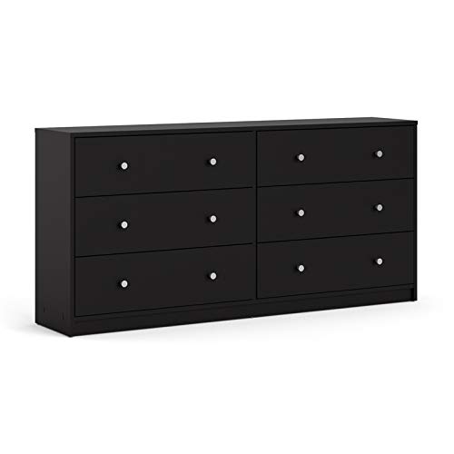 Home Square Engineered Wood 4pc Set of Chest Dresser and 2 Nightstands in Black