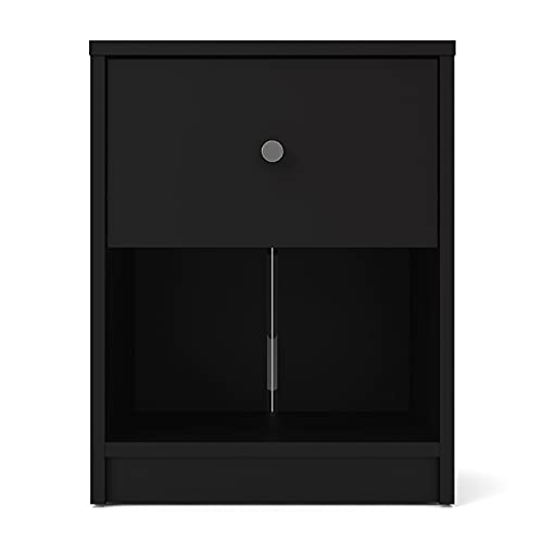 Home Square Engineered Wood 4pc Set of Chest Dresser and 2 Nightstands in Black