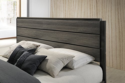 Roundhill Furniture Ioana Antique Grey Finish Wood Bed Room Set, King Size Bed, Dresser, Mirror, Night Stand