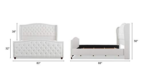 Jennifer Taylor Home Marcella Tufted Wingback Bed, King, Bright White