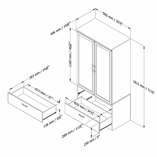 South Shore Acapella Wardrobe Armoire, Pure White