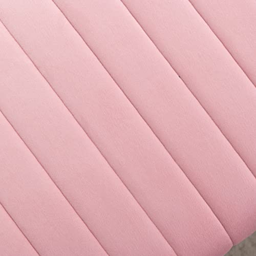 Furnimart 44 Inch Velvet Ottoman Bench, Modern Upholstered Bedroom Benches Footrest Stool Indoor Bench for Entryway Living Room Bedroom Dining Room (Velvet-Pink)