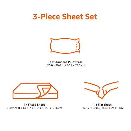 Amazon Basics Lightweight Super Soft Easy Care Microfiber 3 Piece Bed Sheet Set With 14-Inch Deep Pockets, Twin, Dark Gray, Solid