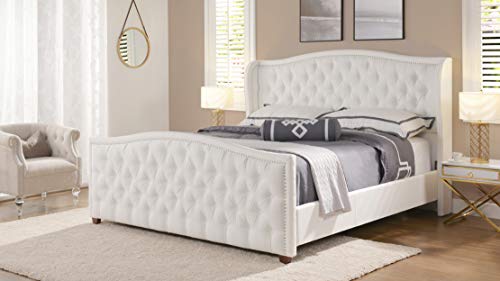 Jennifer Taylor Home Marcella Tufted Wingback Bed, King, Bright White