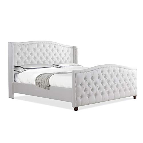 Jennifer Taylor Home Marcella Tufted Wingback Bed, King, Bright White