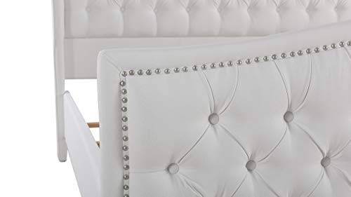 Jennifer Taylor Home Marcella Tufted Wingback Bed, King, Bright White