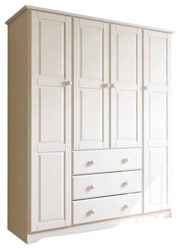 Palace Imports 100% Solid Wood Family Wardrobe/Armoire/Closet, White. 3 Clothing Rods Included. NO Shelves Included. Optional Shelves Sold Separately. 60.25" w x 72" h x 20.75" d