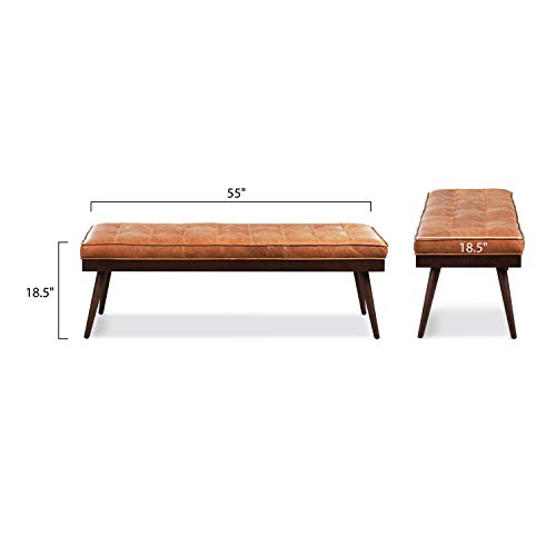POLY & BARK Luca Leather Bench, Cognac Tan