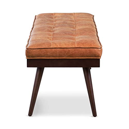 POLY & BARK Luca Leather Bench, Cognac Tan