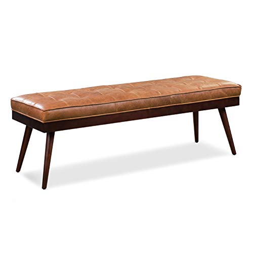 POLY & BARK Luca Leather Bench, Cognac Tan