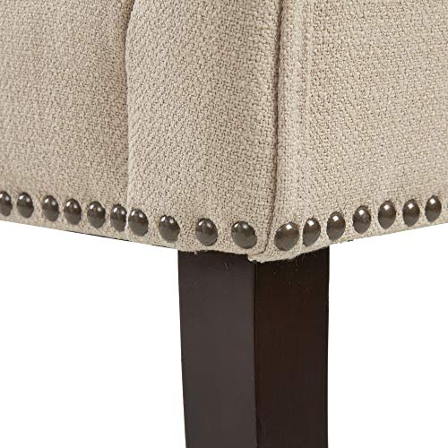 Madison Park Welburn Upholstered Tufted Entryway Accent Bench with Back, Nailhead Trim, and Padded Seat Mid-Century Modern Fabric Ottoman for Bedroom Furniture, 49.5" W x 19.25" D x 23" H, Tan