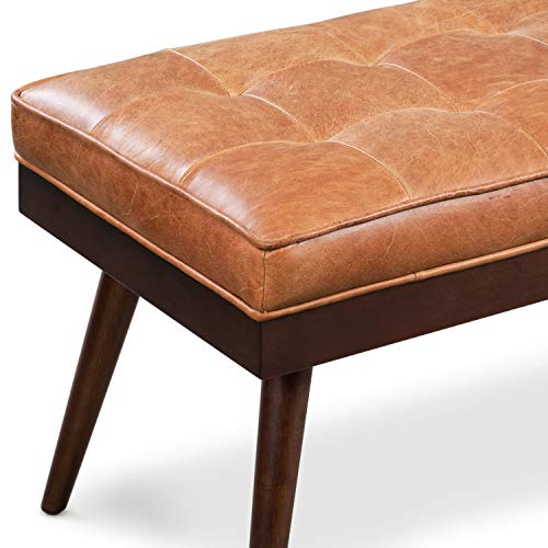 POLY & BARK Luca Leather Bench, Cognac Tan