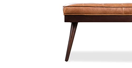 POLY & BARK Luca Leather Bench, Cognac Tan