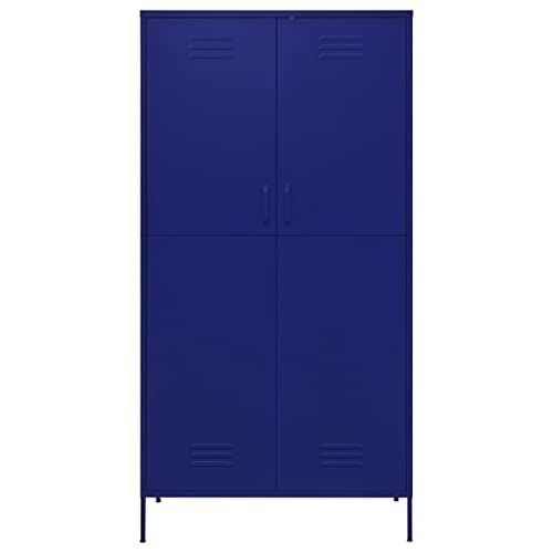 ZQQLVOO Storage Cabinet,with Doors,Wardrobe Armoire Closet with Hanging Rod for Bedroom, Laundry Room,Wardrobe Navy Blue 35.4"x19.7"x70.9" Steel