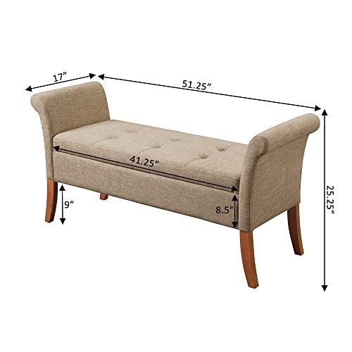 Convenience Concepts Designs4Comfort Garbo Storage Bench Ottoman, Tan Fabric