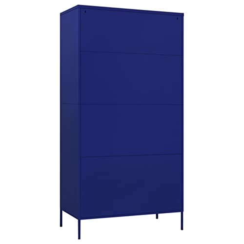 ZQQLVOO Storage Cabinet,with Doors,Wardrobe Armoire Closet with Hanging Rod for Bedroom, Laundry Room,Wardrobe Navy Blue 35.4"x19.7"x70.9" Steel