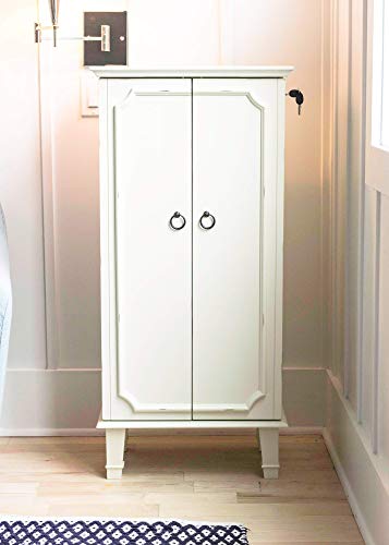 Hives and Honey Cabby Fully Locking Jewelry Armoire, WHITE