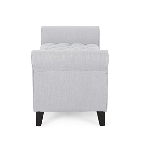 Christopher Knight Home Keiko Fabric Armed Storage Bench, Light Grey