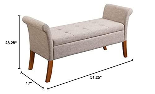 Convenience Concepts Designs4Comfort Garbo Storage Bench Ottoman, Tan Fabric