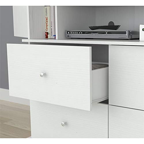 Inval Laminate AV Video Combo Bedroom Cabinet, Washed Oak Armoire, White