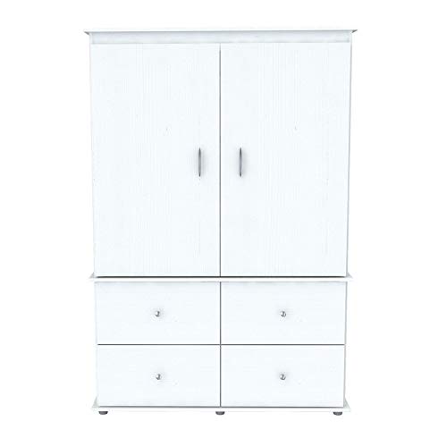 Inval Laminate AV Video Combo Bedroom Cabinet, Washed Oak Armoire, White