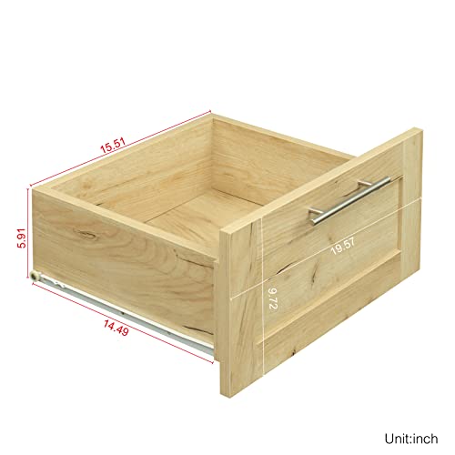 Bituman Bedroom Armoires Wardrobe Closet with Hanging Rod & Drawers and Doors, Wood Closet Organizer with Shelves, Metal Handles,for Bedroom, Oak (39.37”L x 19.49”W x 70.87”H)