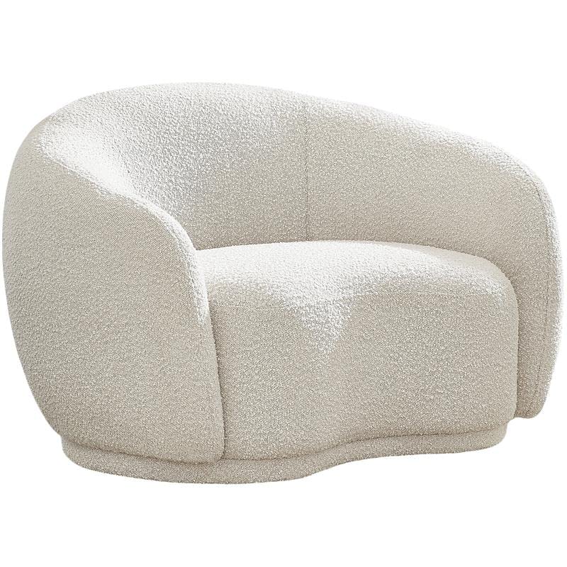 Meridian Furniture Hyde Collection Modern | Contemporary Boucle Fabric Upholstered Accent Chair with Rounded Back, 42" W x 38" D x 27.5" H, Cream