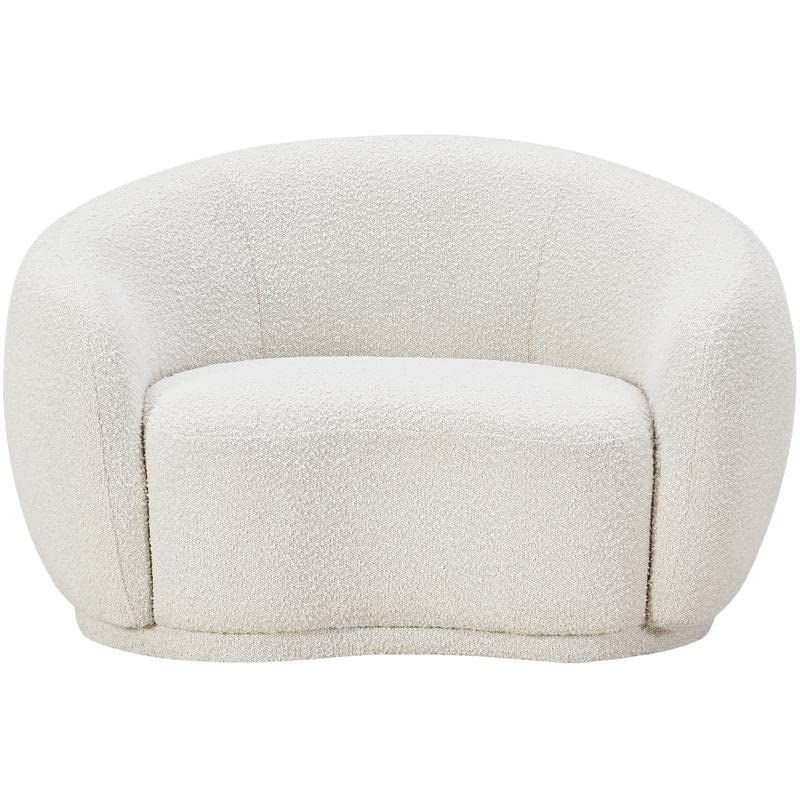 Meridian Furniture Hyde Collection Modern | Contemporary Boucle Fabric Upholstered Accent Chair with Rounded Back, 42" W x 38" D x 27.5" H, Cream