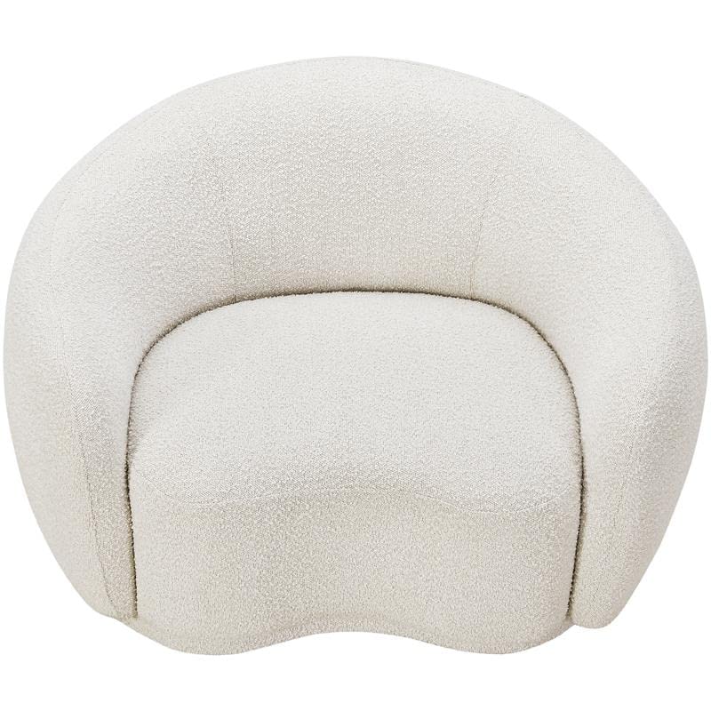 Meridian Furniture Hyde Collection Modern | Contemporary Boucle Fabric Upholstered Accent Chair with Rounded Back, 42" W x 38" D x 27.5" H, Cream