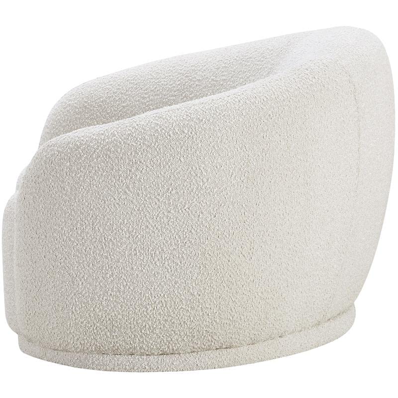 Meridian Furniture Hyde Collection Modern | Contemporary Boucle Fabric Upholstered Accent Chair with Rounded Back, 42" W x 38" D x 27.5" H, Cream