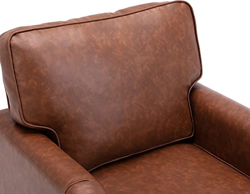 Kmax Accent Chairs PU Leather Modern Arm Sofa Chair Comfy Single Club Chair with Thick Cushion for Living Room Bedroom Set of 2, Brown