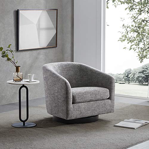 CHITA Swivel Accent Chair Armchair, Round Barrel Chair in Fabric for Living Room Bedroom, Pebble Grey