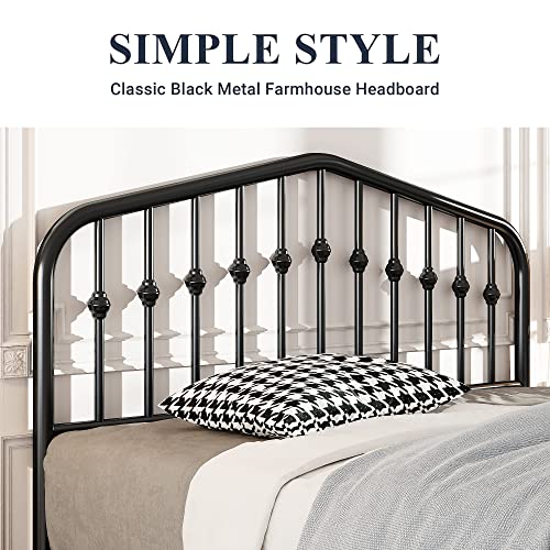 Allewie Full Size Metal Platform Bed Frame with Chic Headboard and Footboard, Modern Design with Large Storage Space, No Box Spring Needed, Easy Assembly, Black