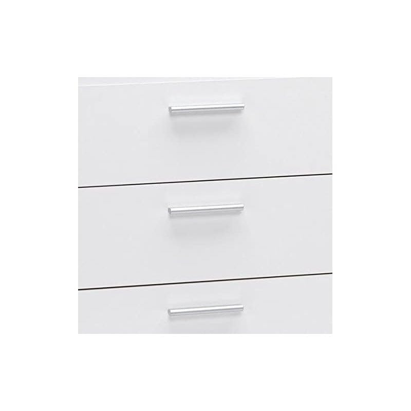 Levan Home Contemporary 8 Drawer Double Bedroom Dresser in White with Modern Silver Color Bar Handles