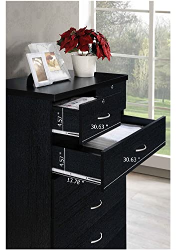 HODEDAH IMPORT HI70DR Black 7 with Locks On 2-Top Chest of Drawers