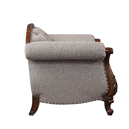 Acme Furniture Miyeon Chair with 1 Pillow, Fabric and Cherry