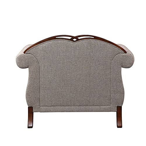 Acme Furniture Miyeon Chair with 1 Pillow, Fabric and Cherry