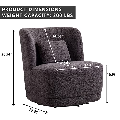 BFZ Swivel Chair, Round Accent Chair 360° Swivel Barrel Chairs, Comfy Sherpa Club Chairs with Pillow for Living Room, Bedroom, Nursery, Office, Hotel