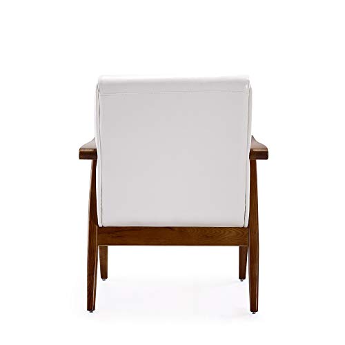 Manhattan Comfort Archduke Mid Century Modern Faux Leather Upholstered Living Room Accent Chair, Set of 2, White