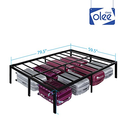 Olee Sleep 18 inch Heavy Duty Queen Steel Slat, No Box Spring Needed, Metal, Black