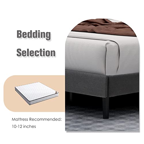 Zavoter Full Upholstered Platform Bed Frame with Headboard, Mattress Foundation, Wood Slat Support, Quiet, no Box Spring Needed, Easy to Assemble Dark Gray