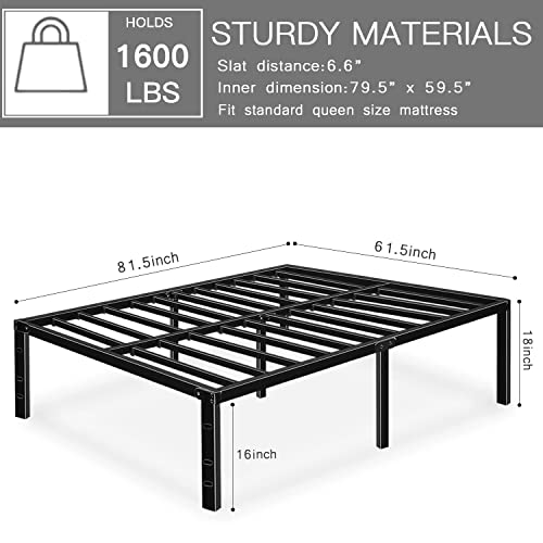 HAAGEEP Queen 18 Inch High Metal Platform Bed Frame 