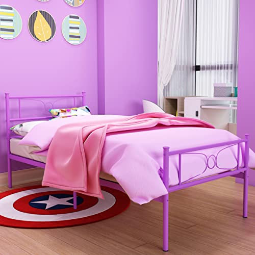GIME Purple Twin Bed Frames with Storage