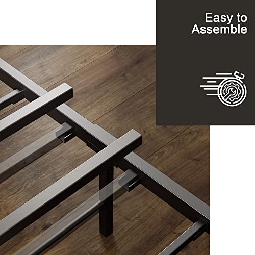 LIKIMIO King Size Bed Frame, Platform Bed with 2-Tier Storage Headboard