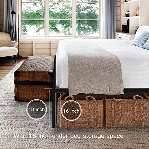 HAAGEEP Queen 18 Inch High Metal Platform Bed Frame 