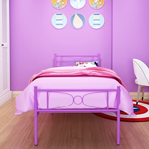 GIME Purple Twin Bed Frames with Storage