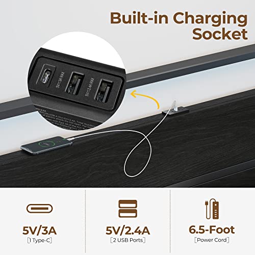 Rolanstar Queen Bed Frame with Charging Station