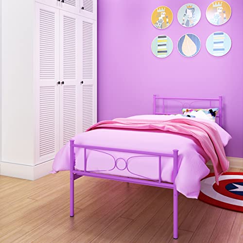 GIME Purple Twin Bed Frames with Storage